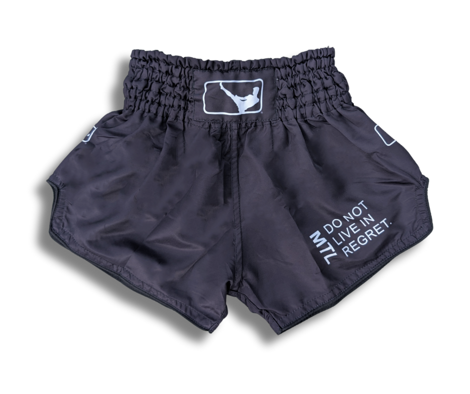 Muay Thai Shorts | Quote Series - Black - No Regret