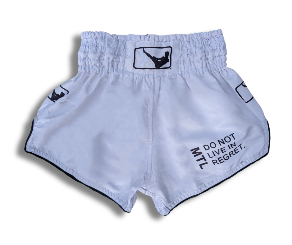 Muay Thai Shorts | Quote Series - White - No Regret