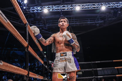 Muay Thai Fighter Shorts White/Blue