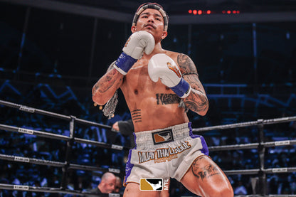 Muay Thai Fighter Shorts White/Blue